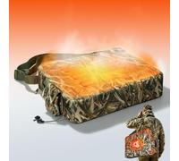 Manumarine Heated Hunting Seat Cushion 3 Heat Settings Quiet Camo | Waterproof Reed Leaf Camo Cushion for Tree Stand Blind Hunting, Ice Fishing, Outdoor Stadium Camping(Power Bank Not Included)