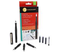 MANUSCRIPT Creative Calligraphy Writing Pen Set with Nib Switch - Fountain Pen, 3x Italic Nibs, Ink Convertor & 3x Ink Cartridges (Black, Blue, Green) for Everyday & Italic Calligraphy Style