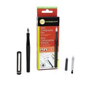 MANUSCRIPT Italic Calligraphy Fountain Pen (Left Hand) - Medium 1.1mm Nib with 2x Ink Cartridges & Converter, Calligraphy Pen Set for Beginners, Journaling & Creative Writing