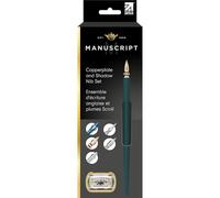 MANUSCRIPT Leonardt Copperplate & Shadow Calligraphy set. Includes x1 Wooden Dip Pen x5 Varied Crafted Nibs. A Traditional Calligraphy Beginners Set. A Black Handwriting Pen For You.