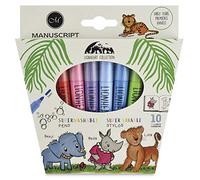 MANUSCRIPT Lionheart Superwashable Pens - 10 bright colours ideal for encouraging little ones to get creative!, assorted