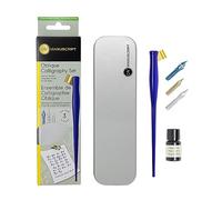 MANUSCRIPT Modern Oblique Calligraphy Writing Pen Set (Navy) - 1x Dip Pen Holder, 3x Dip Nibs, Black Ink (7ml) & Calligraphy Practice Sheet, Ideal for Modern Calligraphy