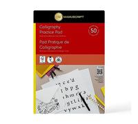 Manuscript Pen Company 270677MANUSCRIPT Calligraphy Practice Pad - 50 Sheets - Ideal for Beginners - White Paper, foundational Hand, Italic Calligraphy guidelines 300mm x 211mm x 6mm