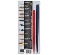 MANUSCRIPT Student Art Set - Calligraphy Beginners Set Containing 2x Dip Pen Holders & 11x Dip Pen Nibs (Poster, Tape, Ornamental, Crown, School & Mapping Styles)
