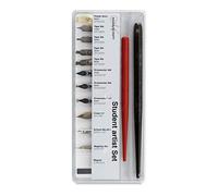 MANUSCRIPT Student Art Set - Calligraphy Beginners Set Containing 2x Dip Pen Holders & 11x Dip Pen Nibs (Poster, Tape, Ornamental, Crown, School & Mapping Styles)