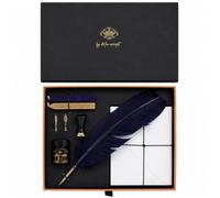 MANUSCRIPT Victoriana Quill Correspondence Set, Navy Quill | Navy quill, 3 nibs, wax seal kit, Leonardt Crown logo luxurious drawer gift box. Vintage letter writing.