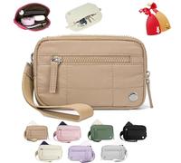 Manutox The Iris' Wallet 2nd Generation, The Iris' Wallet, The Iris Pouch Zipper Card Case with ID Window, The Iris Wristlet Rainbow Wallet Purse for Women from, Khaki, CH, Morden