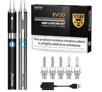 Manvap Vape E Cigarette Starter Kit 2 Pack Vape Pen 1.8mL Top Refill 1.8Ω E Cigarette with 1100 mAh Rechargeable Battery No E-Liquid, No Nicotine or Tobacco EVOD(black and silver)