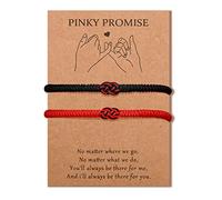 MANVEN 2PCS Couple Bracelets Buddhist Tibetan Handmade Black Red String Bracelet Love Knot Lucky Matching Bracelet for Lover Best Friends Men Women Protection Him Her Gifts for Valentines Day