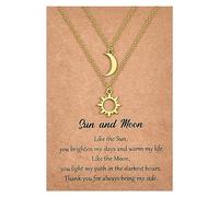 MANVEN 2PS Sun and Moon Necklace Best Friend Gift Matching Friendship Mother and Daughter Gift Adjustable Nacklaces for Women Girls Couple Sister Girlfriend Friend Bff Teen Idea Birthday Gift, Gold