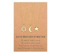 MANVEN 3pcs Best Friend Necklaces Friendship Gift Sun Moon Star Birthday