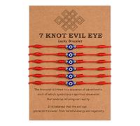 MANVEN 6 PCS Evil Eye Bracelets for Women Men Kabbalah 7 Knot Red String of Fate Rakhi Bracelet Amulet Rakhi Handmade Good Luck Protection Gift for Family Mother Daughter Friendship