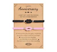 MANVEN Couple Gifts Valentines Couples Bracelets Mathcing Bracelets Anniversary Christmas Birthday Wedding for Him Her Boyfriend Girlfriend Wife Huasband I Love You Pink Black Knot