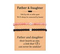 MANVEN Father Daughter Matching Heart Bracelets Christmas Jewelry Gifts for Daddy and Daughter, 7 Inch, Stone Nylon, Cubic Zirconia