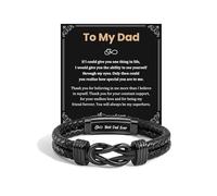 MANVEN Fathers Day Dad Gifts Daddy Bracelet From Daughter From Son for Step Dad Father in Law Grandad Husband Christmas Birthday 30th 40th 50th 60th Mens Engraved Leather Bracelet