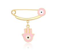 MANVEN Hamsa Evil Eye Stroller Pin Lucky Protection Clothes Brooch Diaper Bag Pin Birthday Gift, Metal, no gemstone