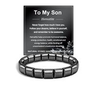 MANVEN Hematite Bracelet for Men Son Dad Brother Him Boy Birthday Christmas | Anniversary Valentines Day Fathers Day Masculinity Crystal Natural Stones Inspirational Jewelry