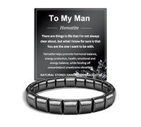 MANVEN Hematite Bracelet for Men Son Dad Brother Him Boy Birthday Christmas | Anniversary Valentines Day Fathers Day Masculinity Crystal Natural Stones Inspirational Jewelry