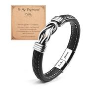MANVEN Infinity Knot Braided Leather Bracelet for Boyfriend - Gift for Him on Christmas, Anniversary, Valentine's Day, Birthday