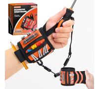MANWALD Magnetic Wristband for Tools With Coiled Lanyard, Lightweight Nylon Support Wrist With Strong Magnets, Magnetic Screw Holder for Holding Screws, Nails, Gifts for Men, Dad, Him, Orange
