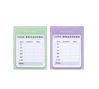 MANWU 2pcs Cash Breakdown Teller Sticky Note Tracker Memo Pad for Budget Planner Journey,Bank Teller Slip Notepad Cash Envelope System Accessory Cash withdraws for budgeting Savings Challenge