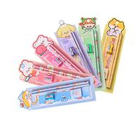 MANXIYECHEN 6 Set Student Stationery Set Executive College Set Pencils with Eraser and Pencil Sharpener for Kids(Random Color)