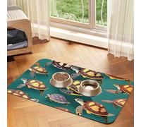 Many Animals Sea Turtles Print Pet Food Mat Absorbent Non Slip PU Leather Feeding Mat for Dogs Cats Rubber Bottom
