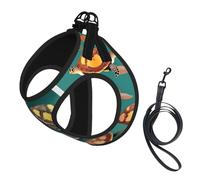 Many Animals Sea Turtles Print Small Dog Harness with Leash Set, No Escape Easy Walk Puppy Harnesses for Training Walking