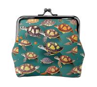 Many Animals Sea Turtles Print Stylish Unique Coin Purse Cute Mini Wallet with Kiss Lock Waterproof for Coins