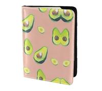 Many Avocado Images Printing Cowhide Passport Holder,Passport Cover,Travel Card Cover Case For Men Women,Documents Protector, Black, One Size