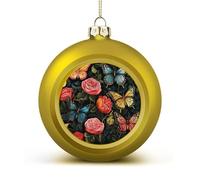 Many Beautiful Butterflies Christmas Ball Ornaments - Shatterproof Plastic Vintage Rustic Xmas Tree Decorations Pendant for Family Holiday Wedding Party Xmas Hanging Decoration