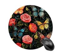 Many Beautiful Butterflies Mouse Pad Round Laptop Mouse Mat Cute Computer Mousepad Keyboard Pad Non-Slip Desk Pads for Gaming Office Work Home