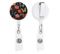 Many Beautiful Butterflies Retractable Badge Reel - Personalized ID Name Badge Holder with Lanyard Cute Badges Reel Holder Round Nurse Doctor Name Tag Badges Clip for Work