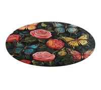 Many Beautiful Butterflies Round Area Rug Non Slip Backing Doormat Water Absorbent Plush Throw Low-Pile Non-Slip Floor Mat Carpet for Living Room Bedroom Entryway Nursery Room 80 * 80cm