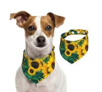 Many Beautiful Sunflowers,Dog Bandanas Cotton Pet Scarf Adjustable Bibs for Pet,M