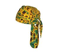 Many beautiful sunflowers Print Cycling Headwrap Under Helmet Skull Cap Sweat Wicking Quick Dry for Patriotic Event Gift