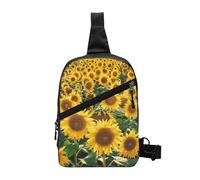 Many Beautiful Sunflowers Printed Chest Bag Shoulder Sling Bag for Men Women, Foldable Outdoor Crossbody Chest Packs Sport Daypacks
