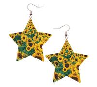 Many Beautiful Sunflowers Printed Leather Pierced Earring Set, 1 Pair Lightweight Bohemian Earrings Birthday Party Jewelry Gifts For Women