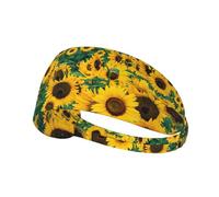 Many beautiful sunflowers Printed Running Headband Women, Foldable Adjustable Width, Non Slip for Workout Washing and Spa