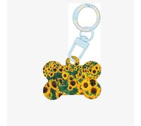 Many Beautiful Sunflowers Printing Acrylic Dog Bone Ornament,Dog Tags Personalized Pet Ornament, Key Chain Bone Shaped Id Tags