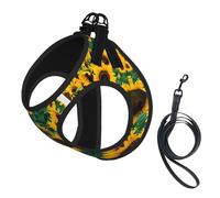 Many Beautiful Sunflowers Printing Dog Summer Harness,Soft Light Puppy Vest,Breathable Pet Harness Reflective For Easy Walking