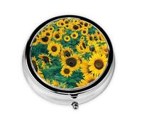 Many Beautiful SunflowersMeta Pill Box 3 Compartment Medicine Case,Portable Organizer