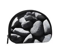 Many Black Pebbles Full Format Printed Polyester Portable Mini Storage Bag Shell Shaped Wallet Small Coin Wallet Shell Storage Bag