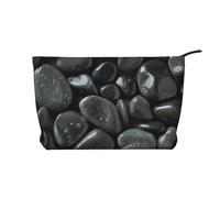 Many Black Pebbles Print Corduroy Makeup Bags, Makeup Bag Organizer Small, Toiletry Pouch,Multifunctional Travel Makeup Bag for Women's Gift