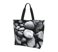 Many Black Pebbles Print Large Women Tote Bag,Stylish Waterproof Ladies Shoulder Bag, Folding Beach Travel Bag for Work,Shopping