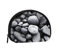 Many Black Pebbles Print Portable Mini Storage Bag Shell Shaped Wallet Small Coin Wallet Shell Storage Bag