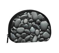 Many Black Pebbles Print Portable Mini Storage Bag Shell Shaped Wallet Small Coin Wallet Shell Storage Bag