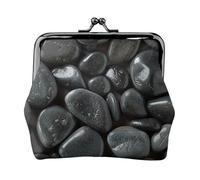 Many Black Pebbles Printed Coin Purse Pouch-Mini Coin Wallet,Change Purse,Leather Coin Pouch Holder For Woman Girls, Black, One Size, Modern,european Style, Retro