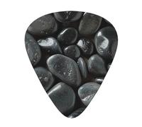 Many Black Pebbles Printed Custom 12 Pieces Guitar Pick In A Box,The Pick Makes Sound Clear, Ukulele, Electric Bass (0.46 0.71 0.96mm)