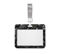Many Black Pebbles Printed ID Badge Holder with Lanyard, Clear Plastic Badge Holder for Work, School, Hospital, Security - Water Resistant & Dirt Proof